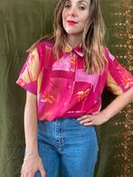 Vintage blouse - roze - print - 90s - 40/L/large, Gedragen, Maat 38/40 (M), Vintage, Ophalen of Verzenden