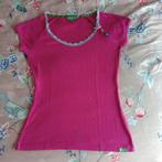 Fuchsia t-shirt top met kant en lieve details mt M, Gedragen, Maat 38/40 (M), Ophalen of Verzenden, Roze