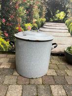 Emaille pan met inlage en deksel, Tuin en Terras, Bloembakken en Plantenbakken, Ophalen, Gebruikt, Rond, Metaal