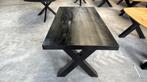 Eettafel 180 x 90 cm robuust blad zwart - Tafelmagazijn Oost, Ophalen, 50 tot 100 cm, Zo goed als nieuw, Vijf personen of meer