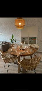 4 eetkamerstoelen rotan, Huis en Inrichting, Stoelen, Ophalen, Bruin, Riet of Rotan, Zo goed als nieuw