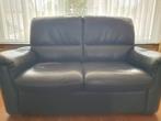 2 zitsbank  blauw leder, Huis en Inrichting, Ophalen, Gebruikt, 75 tot 100 cm, Tweepersoons