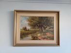 Olieverfdoek weiland Hollands landschap van H van Elshout, Antiek en Kunst, Kunst | Schilderijen | Klassiek, Ophalen