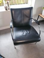 Zwarte leren stoel met buizenframe, Ophalen, Gebruikt, Zwart, Metaal