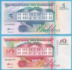 (KC16) 2x Suriname 5-10 gulden ; UNC, Verzenden, Zuid-Amerika, Setje