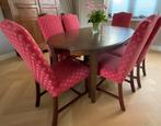 Mooie gestoffeerde eetkamerstoelen, Hout, Gebruikt, Vijf, Zes of meer stoelen, Rood