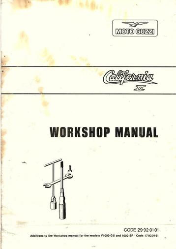 Moto Guzzi California II Additions to Workshop Manual 7964z beschikbaar voor biedingen