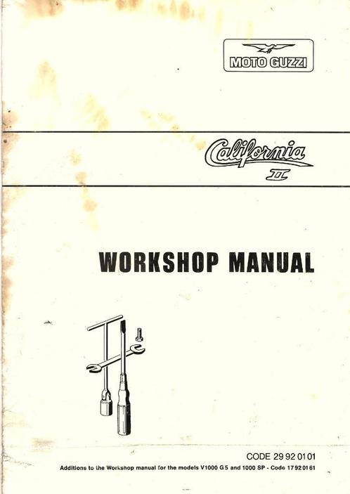 Moto Guzzi California II Additions to Workshop Manual 7964z, Motoren, Handleidingen en Instructieboekjes, Moto Guzzi, Ophalen of Verzenden