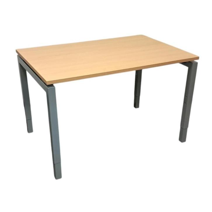 4-Poot Inbus Bureau Zilvergrijs Beuken B120 x D80, Huis en Inrichting, Bureaus, Gebruikt, Bureau, In hoogte verstelbaar, Ophalen of Verzenden