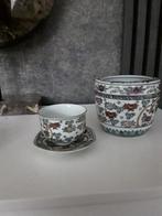 Chinees overpotje en kop en schotel Gold imari, Ophalen of Verzenden