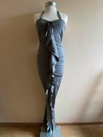 Enkellange jurk stretch grijs halterlijn geschatte maat M, Maat 38/40 (M), Ophalen of Verzenden, Zo goed als nieuw, Grijs