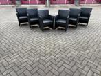 Zwart leren eetkamer stoelen, Huis en Inrichting, Stoelen, Ophalen of Verzenden, Zwart
