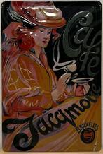 Jaqmotte koffie dame relief reclamebord van metaal wandbord, Verzamelen, Merken en Reclamevoorwerpen, Reclamebord, Info@deconoord.nl