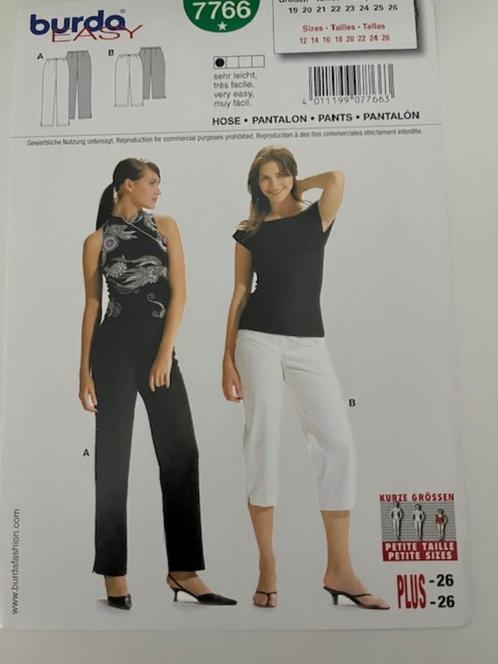 Naaipatroon pantalon / broek in 2 lengtes - Burda 7766, Hobby en Vrije tijd, Kledingpatronen, Zo goed als nieuw, Broek, Vrouw