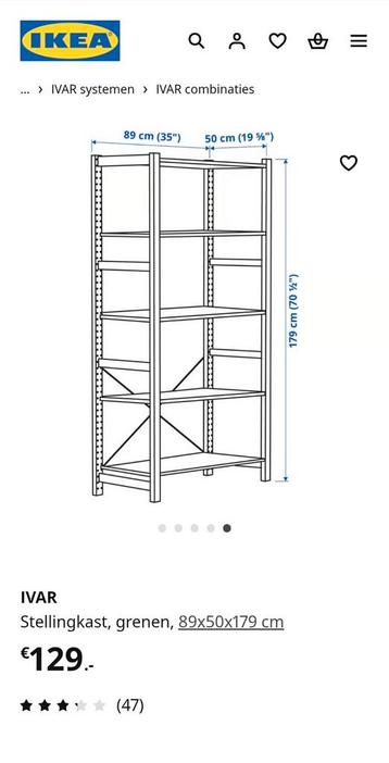 Ikea Ivar Stellingkast Grenen 89x50x179cm beschikbaar voor biedingen