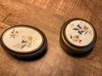 Twee blikken met gentiaan bloemenmotief, Ophalen of Verzenden, Gebruikt, Overige