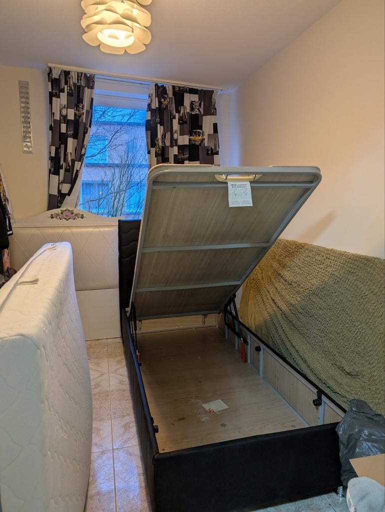 Eenpersoons bed met opbergruimte - Amsterdam, Gebruikt, 90 cm, Eenpersoons, Zwart