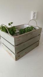 vintage oud groen houten kratje, decoratief kistje brocante, Minder dan 50 cm, Gebruikt, Minder dan 50 cm, Ophalen of Verzenden