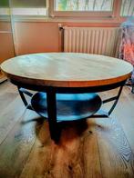Mangohouten Salontafel - 90cm Diameter - metalen onderstel, Huis en Inrichting, Tafels | Salontafels, Ophalen, 50 tot 100 cm, Rond