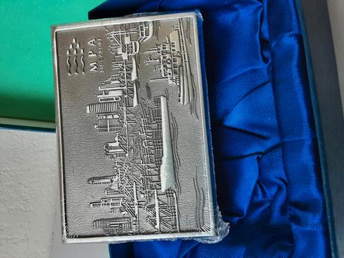 Pewter tin doosje met deksel Singapore marine port authority, Antiek en Kunst, Antiek | Tin, Ophalen of Verzenden