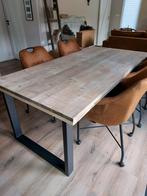 Industriele eettafel steigerhout, Huis en Inrichting, Tafels | Eettafels, Rechthoekig, 50 tot 100 cm, Ophalen of Verzenden, Metaal