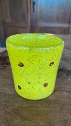 Gele Murano dikwandige Mille Fiori Kaarshouder vase, Antiek en Kunst, Ophalen of Verzenden