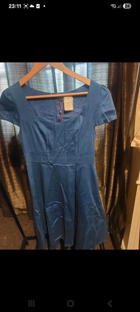 Dolly and Dotty Vintage Jurk - Maat 38 - Nieuw!, Kleding | Dames, Jurken, Nieuw, Maat 38/40 (M), Blauw, Onder de knie, Ophalen of Verzenden