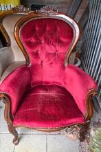 Brocante stoel met rode stof, Ophalen