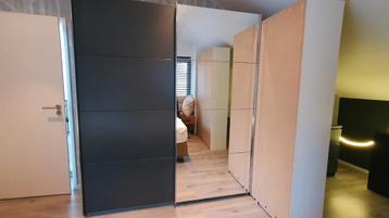 Schuifdeuren softclose antraciet en spiegel