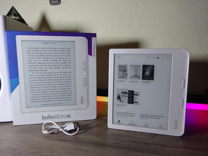 KOBO Libra 2 e-reader, 32GB, zwart, in doosje, Computers en Software, E-readers, Zo goed als nieuw, 7 inch, 16 GB of meer, Bluetooth