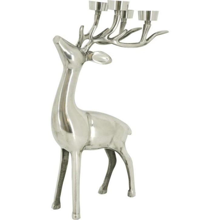 Beeld staand hert aluminium met waxinelichthouders, Verzamelen, Beelden en Beeldjes, Nieuw, Dier, Ophalen of Verzenden