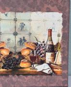 Klassiek Schilderij canvas Delfts blauwe tegels brood wijn, Antiek en Kunst, Ophalen of Verzenden
