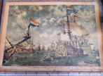 kleurrijke schoolplaat gouden eeuw beraad zeeslag 1666, Antiek en Kunst, Antiek | Schoolplaten, Geschiedenis, Ophalen