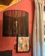 Zwarte kroonluchter kristallen zilver, Huis en Inrichting, Lampen | Kroonluchters, Ophalen of Verzenden, Gebruikt, Glas