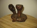 Kandelaar met Handvat Hout Brutalisme Vintage, Antiek en Kunst, Ophalen of Verzenden, Overige materialen