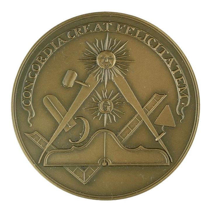 PENNING 1986 Onbekend : Loge Concordia Paramaribo, Postzegels en Munten, Penningen en Medailles, Brons, Nederland, Verzenden