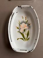 Vintage Frans Emaille Schaal met Bloemmotief, Ophalen of Verzenden