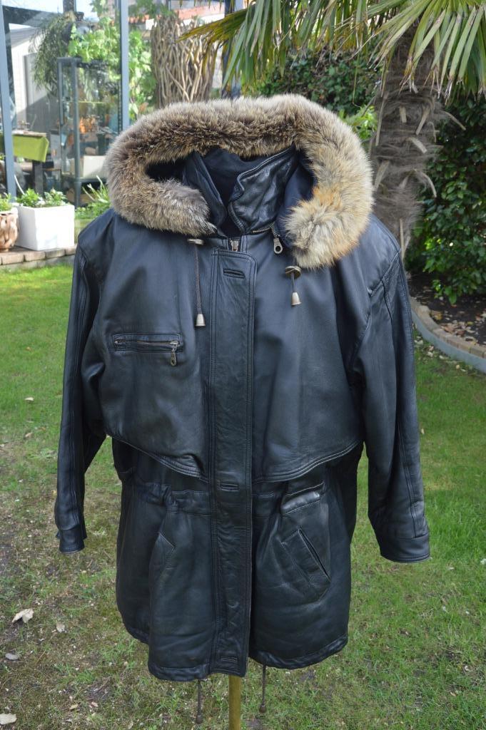 Vintage leren damesjas uit jaren 90 / Nineties met schouderv, Kleding | Dames, Jassen | Winter, Gedragen, Maat 38/40 (M), Zwart