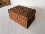 Houten Kistje Houtgesneden Kist Hout Gesneden Bewerkt Doosje, Ophalen of Verzenden