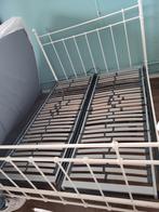 Brocante bed 160x200,incl verstelbare lattenbodems en matras, Ophalen, Tweepersoons, 160 cm, Hout
