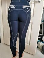 Blauwe paardrijbroek met strass maat 36, Blauw, Ophalen of Verzenden, Maat 36 (S), Lang