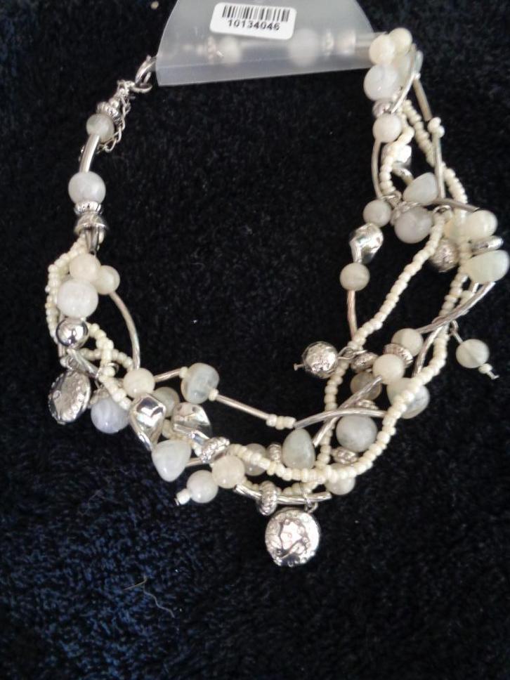 uit witte glas kralen 5 snoeren nr k 5310, Sieraden, Tassen en Uiterlijk, Kettingen, Nieuw, Wit, Ophalen of Verzenden