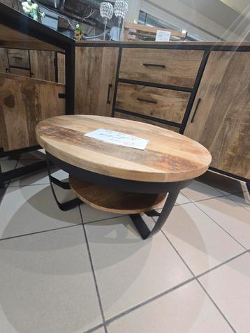 Stijlvolle ronde salontafel van mangohout – Ø70cm – Uniek st beschikbaar voor biedingen