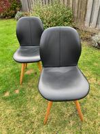 LEREN EETKAMERSTOEL 2 STUKS, Huis en Inrichting, Stoelen, Ophalen, Gebruikt, Twee, Zwart