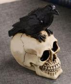 Prachtig schedel beeld met raaf (22cm), Ophalen of Verzenden, Nieuw
