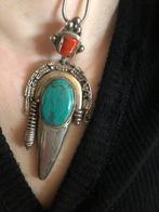 Oude Grote Hanger Turkoois Navajo Native Zilver 925, Ophalen of Verzenden, Gebruikt, Zilver, Overige voorstellingen