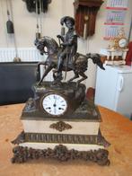 Oer 10897 antieke zamak pendule "Ruiter op paard", Antiek en Kunst, Antiek | Klokken, Ophalen