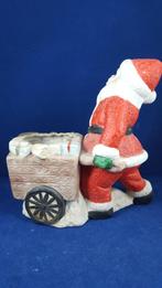 Vintage kerstdecoratie: bloempot kerstman met handkar. W3, Tweedehands verkoop, Tweedehands verkoop, Gebruikt, Ophalen of Verzenden