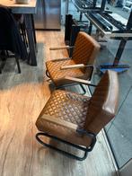 Vintage fauteuils met lederen bekleding, Huis en Inrichting, Ophalen, Minder dan 75 cm, Zo goed als nieuw, Metaal