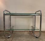 Glazen serveertafel met metalen frame, Ophalen, Gebruikt